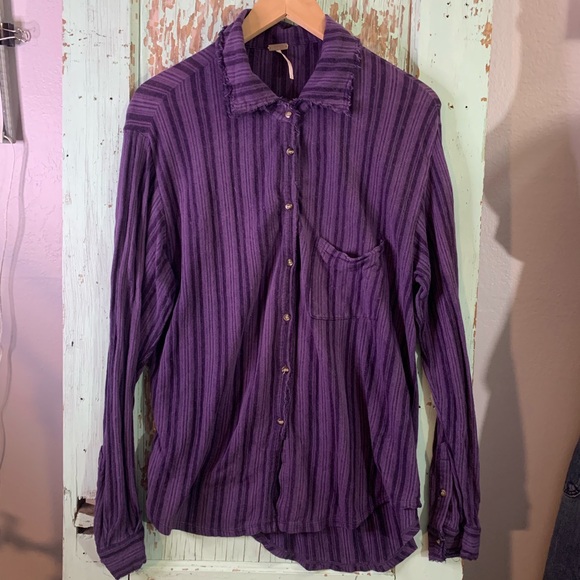 Free People Tops - Women’s Free People beach purple striped button-up shirt
